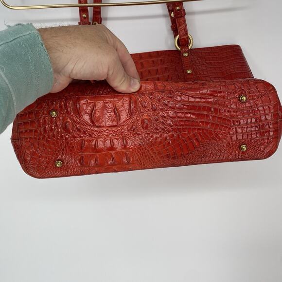 Brahmin Red Croc Embossed Shoulder Bag Purse - Picture 12 of 15